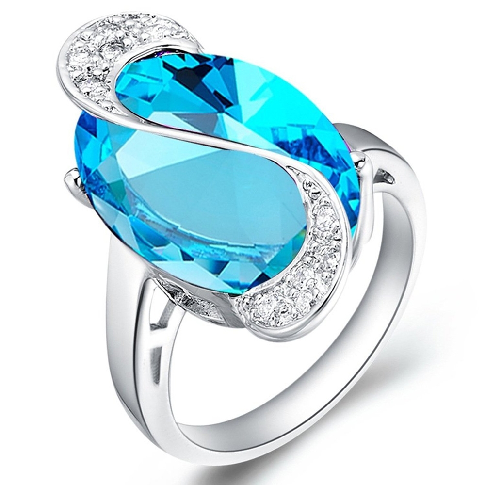 White Gold Plated Fashion Jewelry Rings Semi-Precious Stones Rings